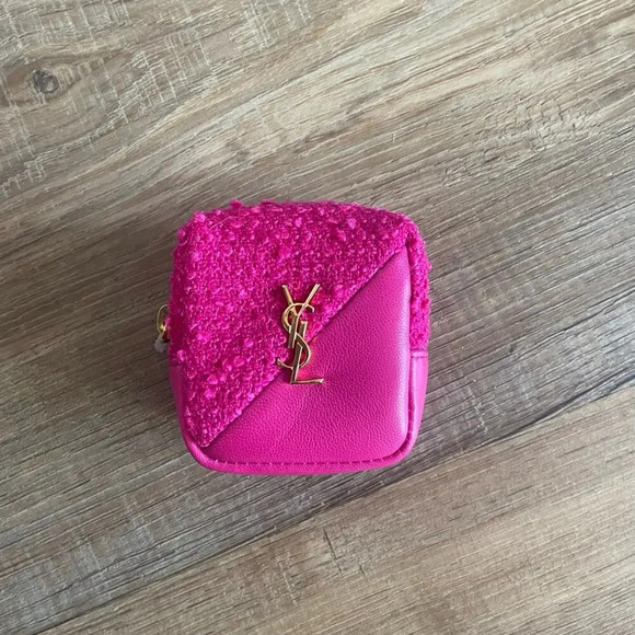 Saint Laurent Jamie Charm Pouch Boucle & Leather Magenta Pink - Picture 3 of 8